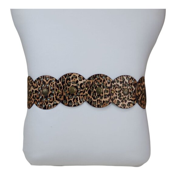 La Valentina Leopard Print Belt Concho With Medallion Accent M/L 48" Long - Picture 2 of 12